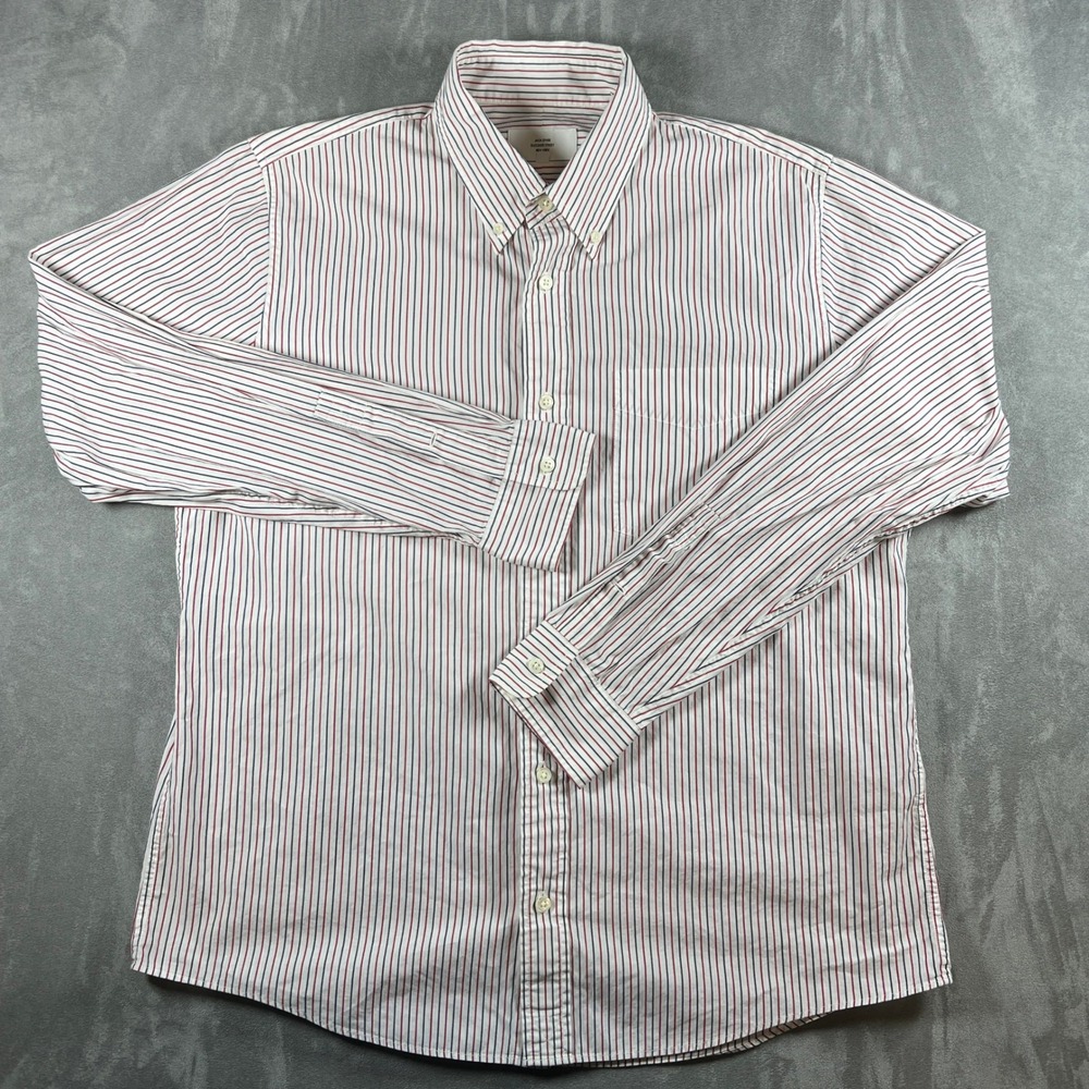 Jack Spade Bleecker Street Mens XL Button Down Shirt Red Navy Blue Stripe Cotton